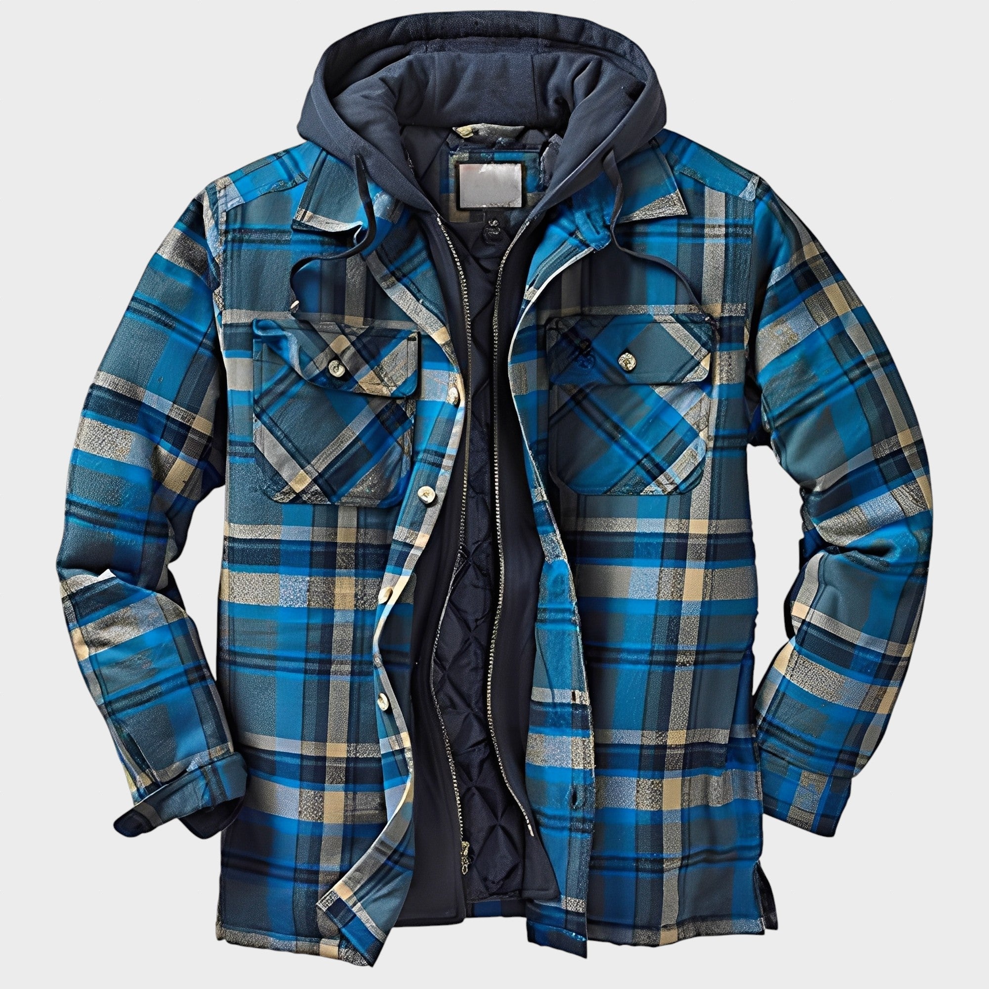 Flynn - Jachetă tradițională în carouri cu glugă