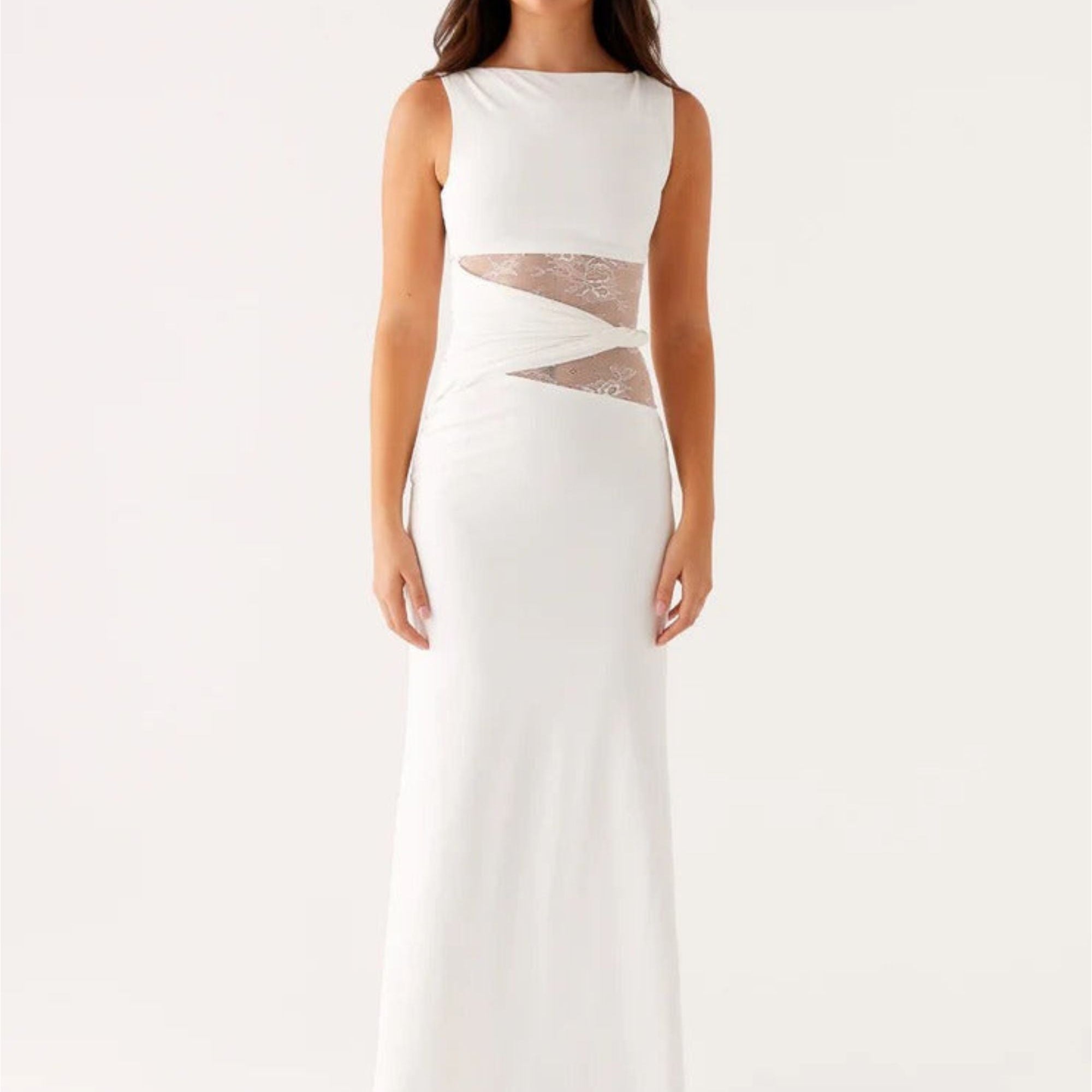 Leni - Rochie maxi aderentă cu tăieturi discrete și șireturi