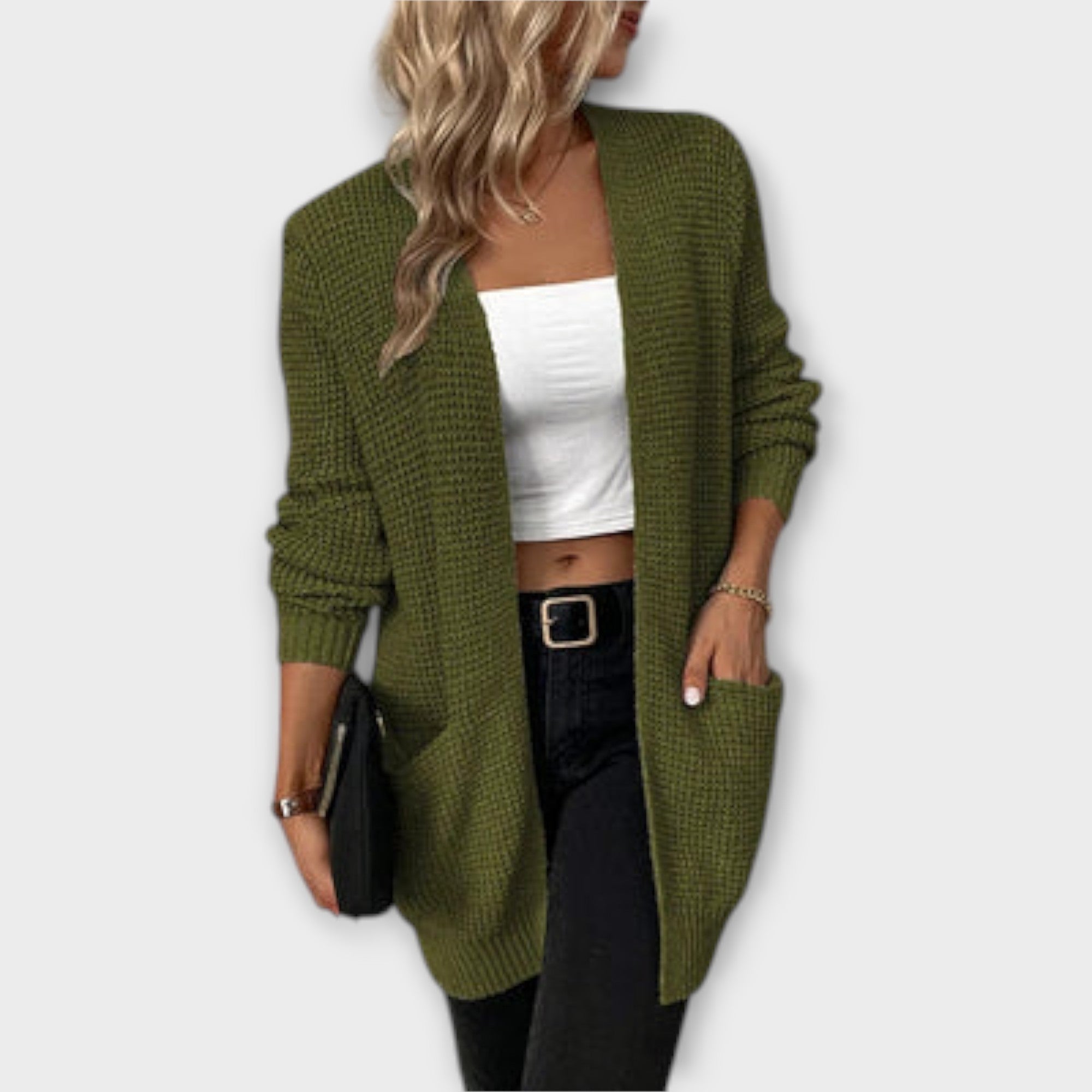 Nancy - Cardigan Casual din Tricot cu Buzunare