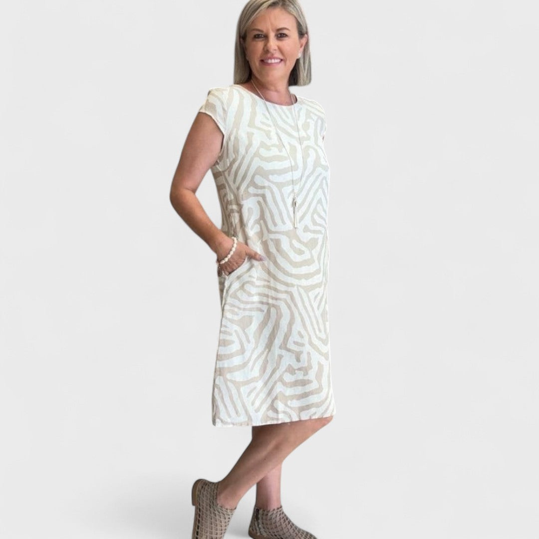 Nelia - Rochie de vară cu decolteu rotund și imprimeu frumos