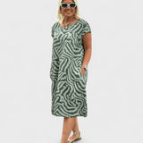 Nelia - Rochie de vară cu decolteu rotund și imprimeu frumos