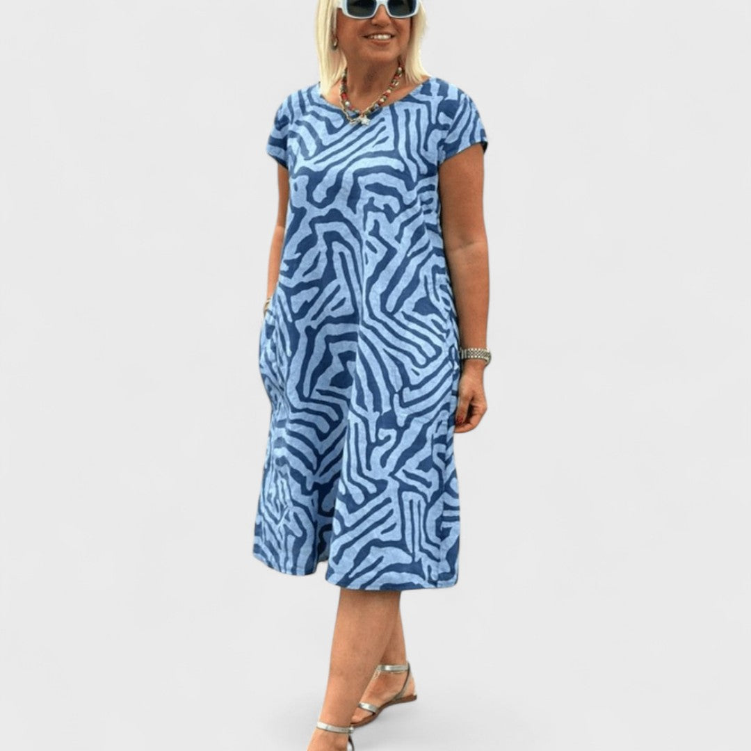 Nelia - Rochie de vară cu decolteu rotund și imprimeu frumos