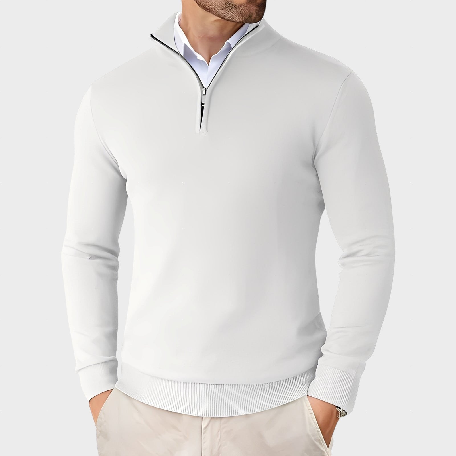 Darrell - Pulover cu fermoar din material tricotat