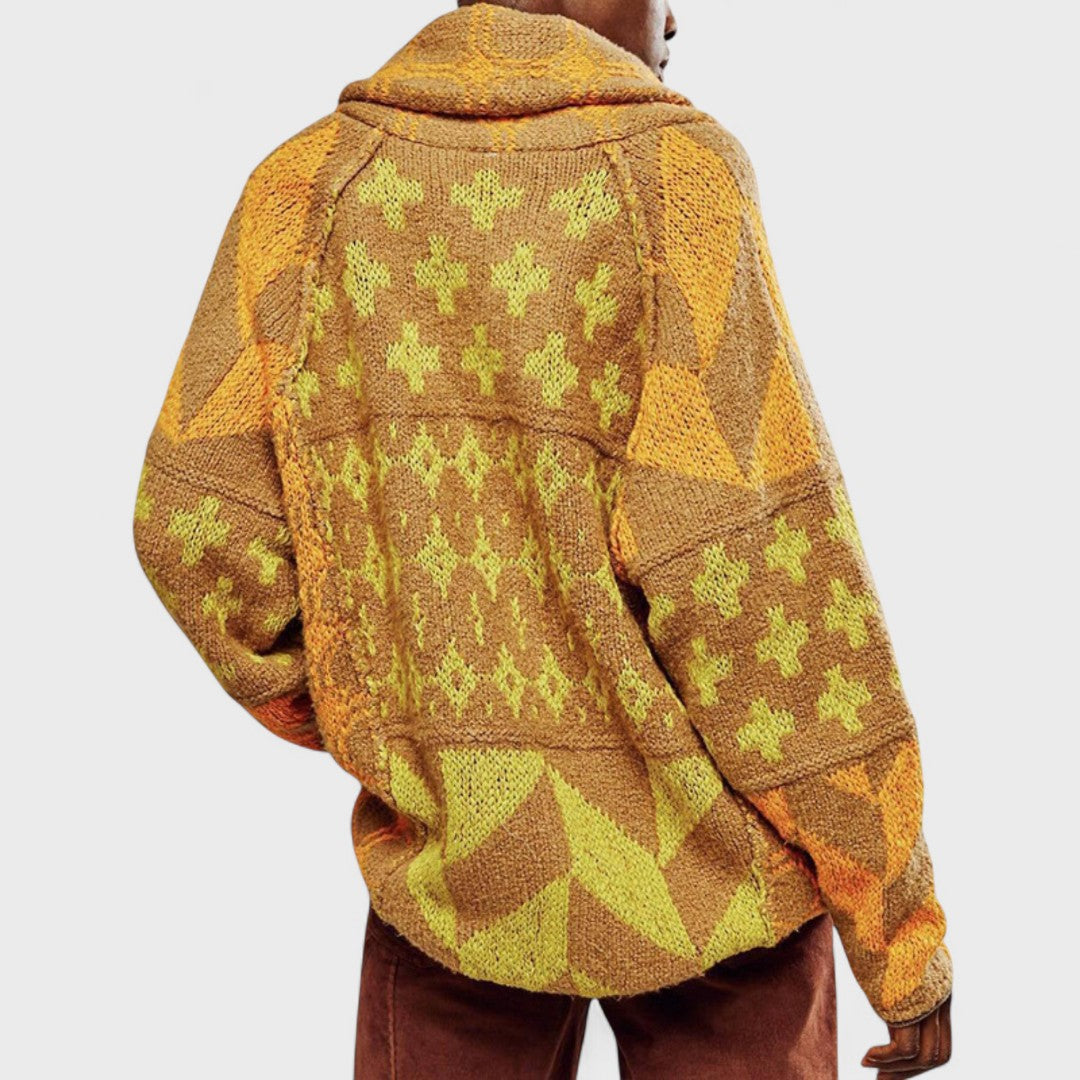 Portia - Cardigan vintage cu guler button down și mânecă lungă