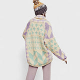 Portia - Cardigan vintage cu guler button down și mânecă lungă