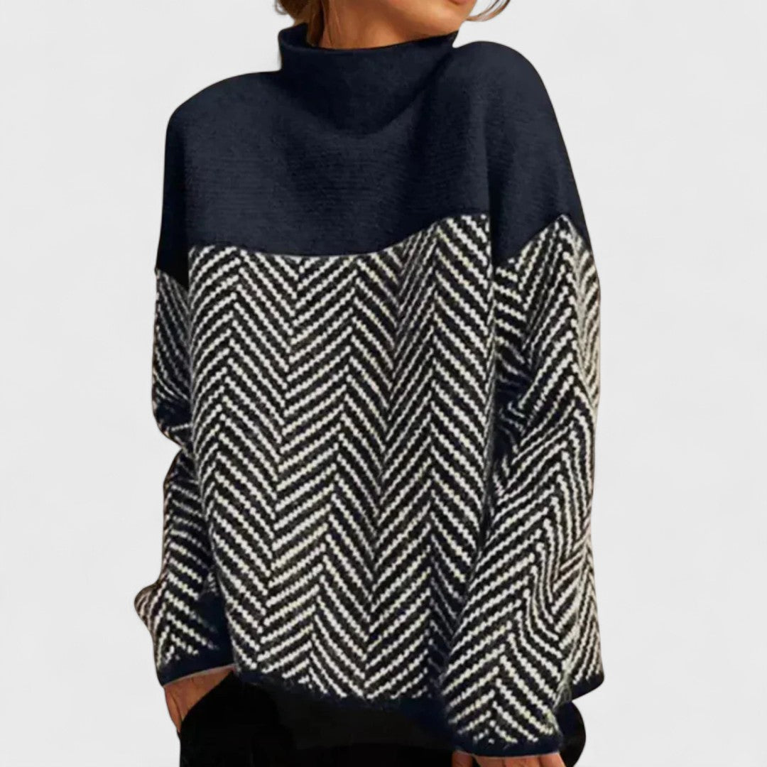 Malene - Pulover cu guler înalt din bumbac