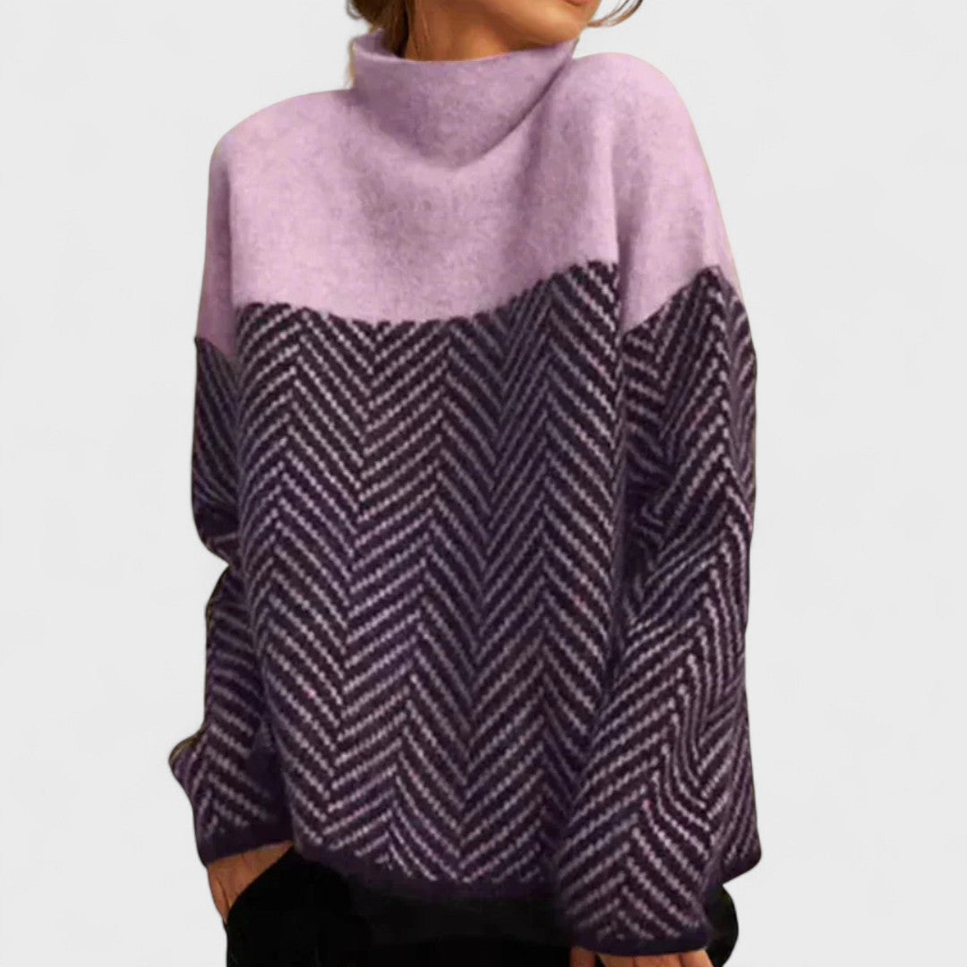 Malene - Pulover cu guler înalt din bumbac