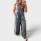 Bethany - Salopetă din Denim cu Motiv Floral