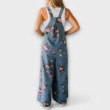 Bethany - Salopetă din Denim cu Motiv Floral