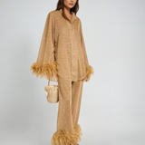 Lya - Set din două piese cu guler din pene