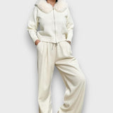 Alisanne – Jachetă din tricot cu fermoar și guler din blană artificială