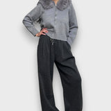 Alisanne – Jachetă din tricot cu fermoar și guler din blană artificială