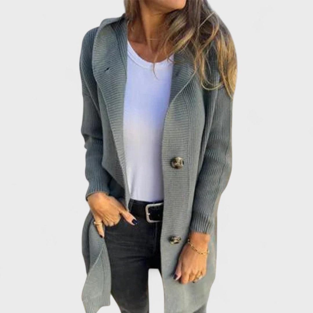 Adriana - Geacă lungă cu glugă și nasturi