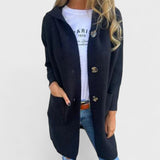 Adriana - Geacă lungă cu glugă și nasturi