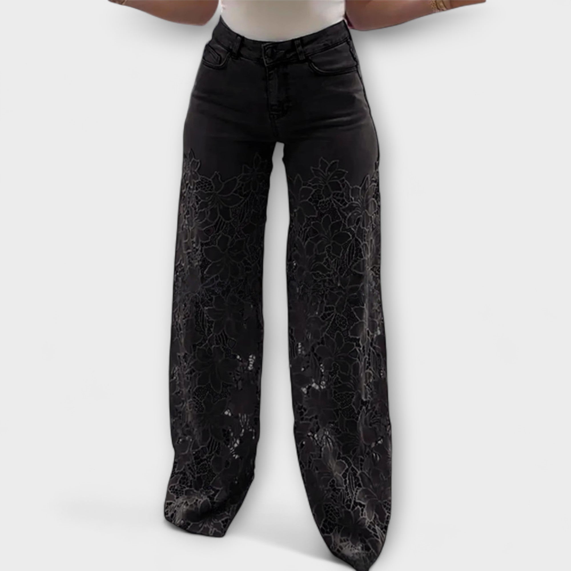 Jeans Trendy din Dantelă Patchwork